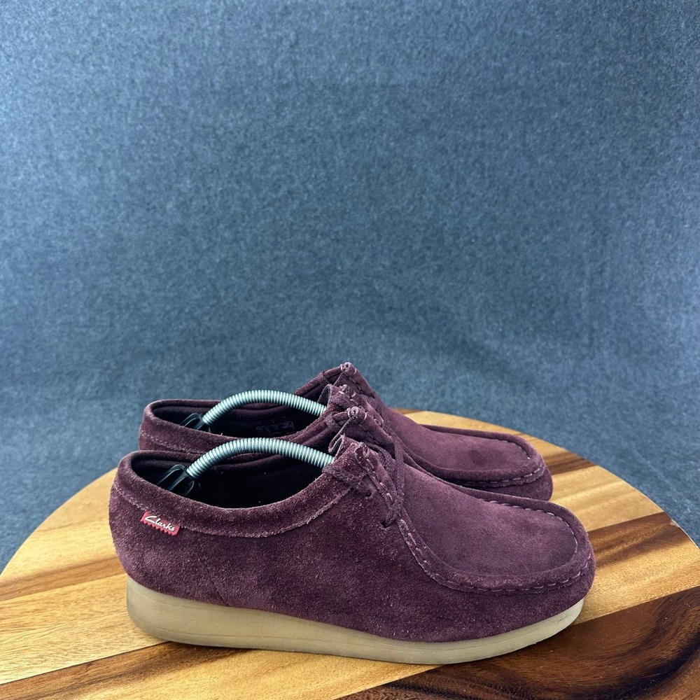 Clarks Wallabee Burgundy Suede Low Lace Up Shoes 26122155 Womens 9D